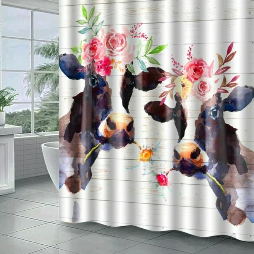 MONOJOY Farmhouse Cow Cloth Waterproof Shower Curtain, 72"L x 72"W$19.99